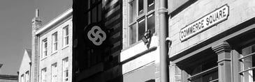 picture of window to cube office where coworking collaboration takes place 