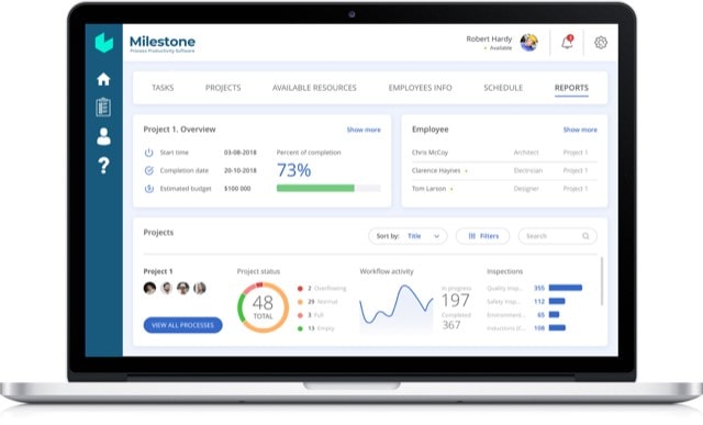 Milestone Project management software on laptop  